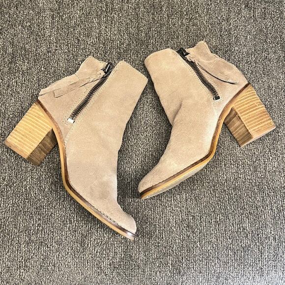 Dolce Vita Ankle Boots Womens 6 Taupe Suede Lana Zip Booties Stacked Heel Casual - Picture 8 of 12